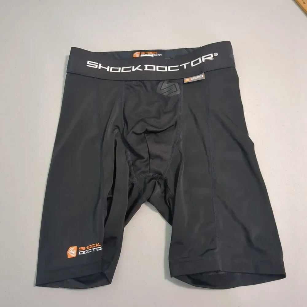 SHOCK DOCTOR 220 men's medium Black Compression Spandex Jock Shorts Athlete